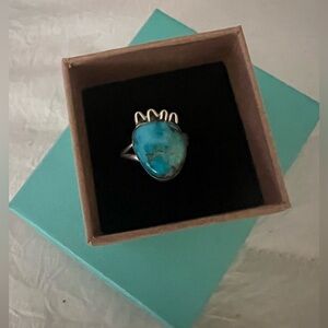 Bear Claw Sterling Silver Turquoise Ring